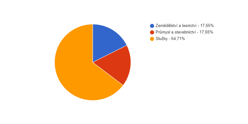 Struktura podnikatelských subjektů podle odvětví v obci Vrážné v roce 2018
